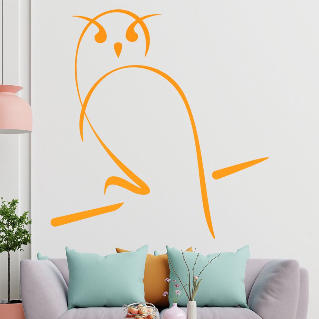 Eule Linien Wandtattoo in 6 Größen - Wandaufkleber Wall Sticker - Dekoration, Küche, Wohnzimmer, Schlafzimmer, Badezimmer