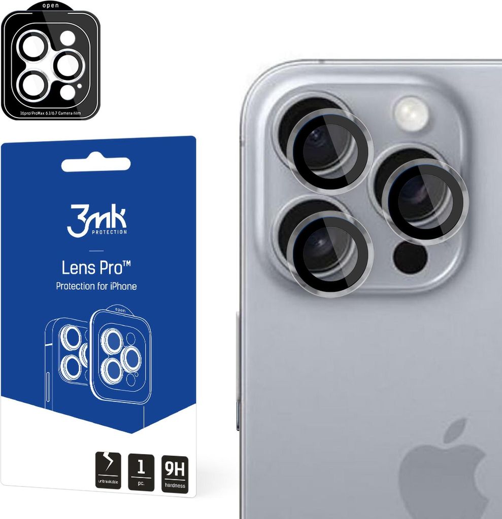 3mk Lens Protection Pro Kameraabdeckung für iPhone 16 Pro, 16 Pro Max