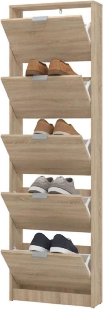 Capriolo - Schuhschrank, 58x18x192h cm Eiche Hellbraun, ein Regal