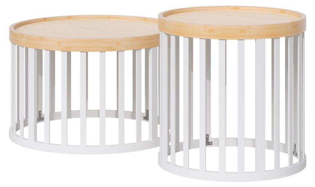 Couchtisch-Set Vicco Enara Bambus/Weiß x cm, mit 2 Teilen, Model 59857