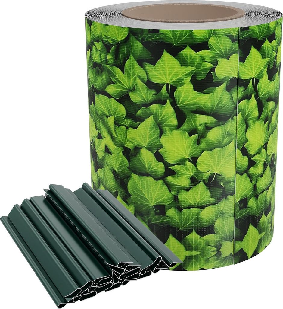 TRMLBE PVC Gartensichtschutz Gartenzaun Blickdicht Sichtschutzstreifen mit 40 Stücke Befestigungsclips für Gartenzaun, Balkon, Terrasse - 70 m x ...