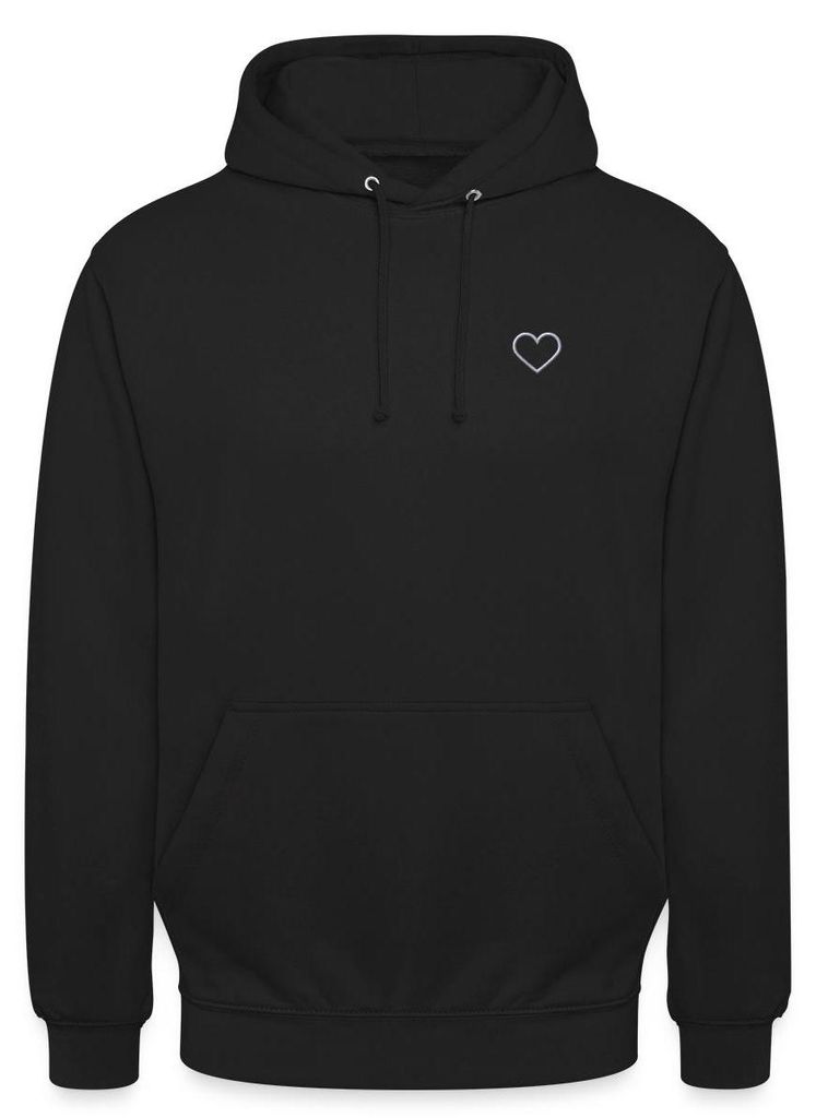Spreadshirt Stickerei Herz Uni Hoodie, 4XL, Schwarz