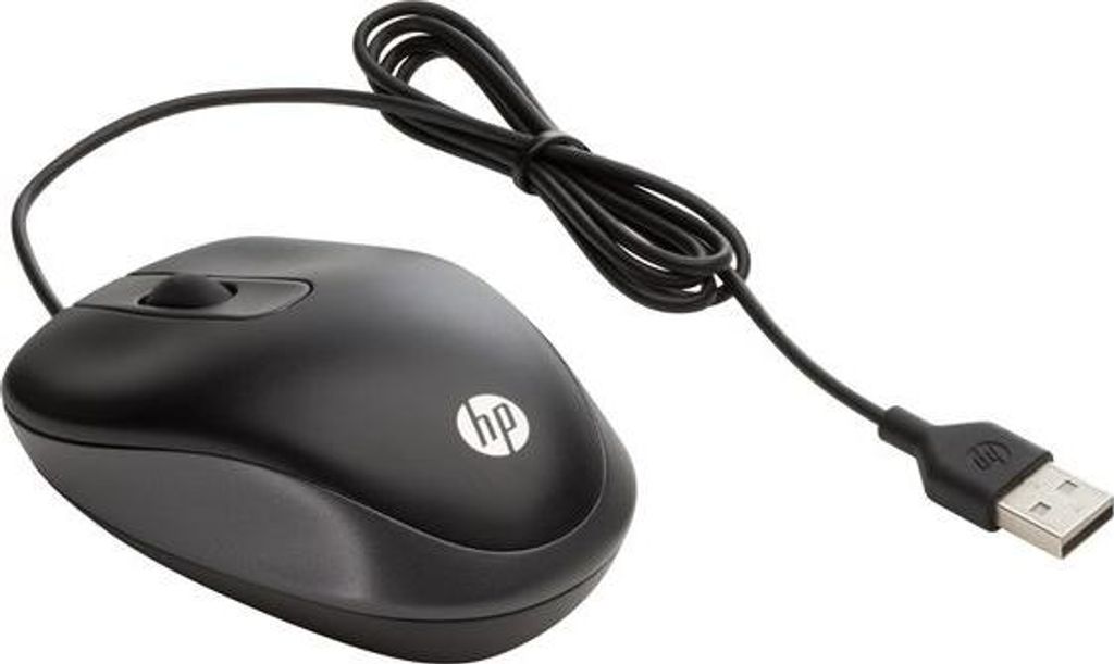 HP USB-Reisemaus, Beidhändig, Optisch, USB Typ-A, 1000 DPI, Schwarz