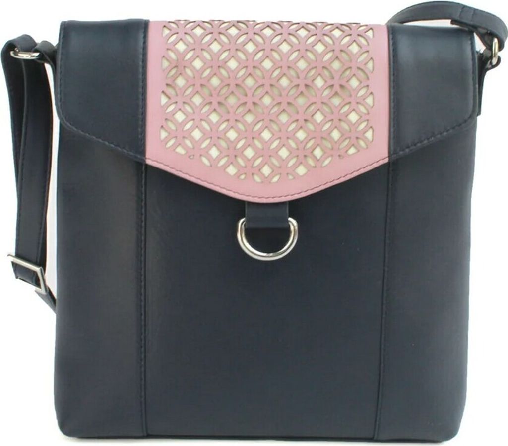 Eastern Counties Leather - Damen Handtasche "Janie", Leder EL387 (Einheitsgröße) (Marineblau/Rose)