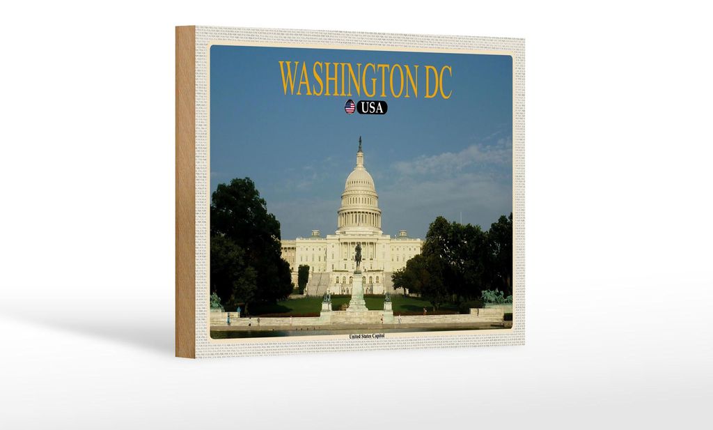 Holzschild Reise 18x12 cm Washington DC USA United States Capitol
