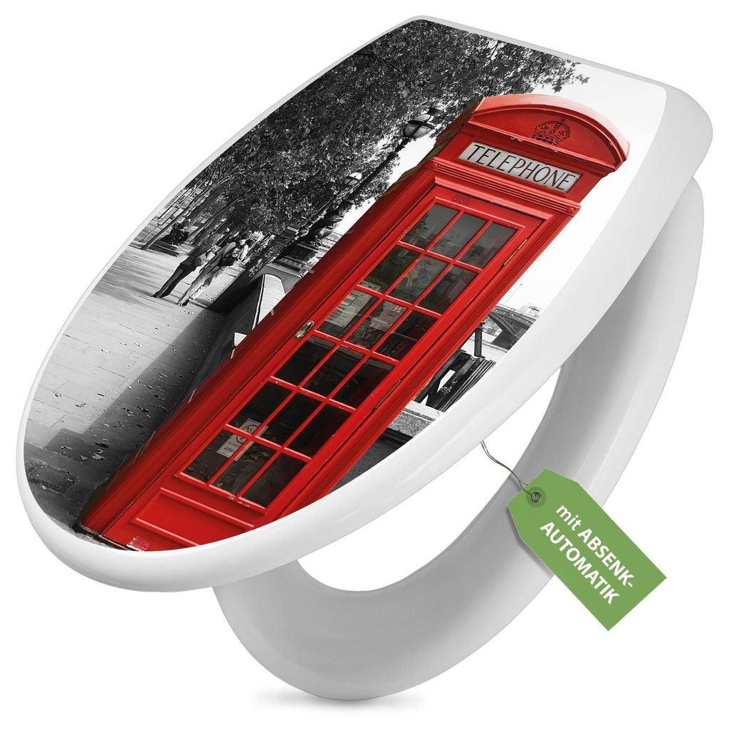 Toilettendeckel weiß mit Absenkautomatik und Motiv London Produktbild 