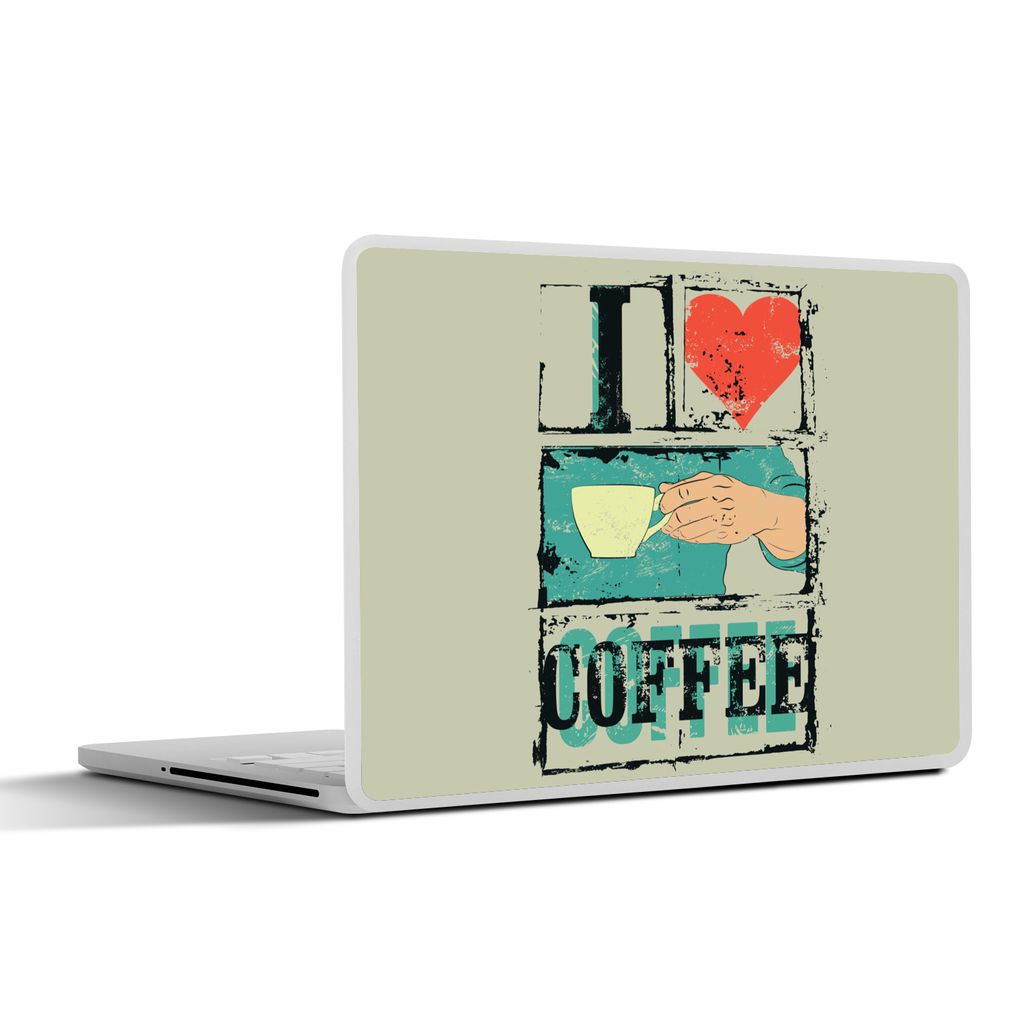 MuchoWow Laptop Aufkleber Sticker Cover Kaffee - Zitate - Vintage - Sprichwörter - Ich liebe Kaffee 31x22.5 cm - Laptop-Deko