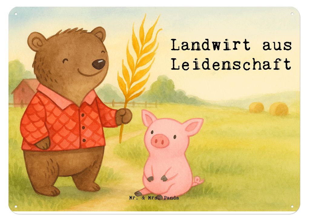 Mr. & Mrs. Panda Wandbild Landwirt Leidenschaft Design DIN A4 - Weiß - Geschenk, Schild, Tierwirt, wandtafel, Spruch, Bauernhof, tafel, Blechschil...