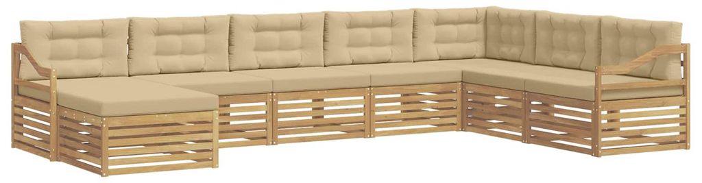 vidaXL Outdoor-Sofagarnitur mit Kissen 8 pcs Weiß und Beige Polyester