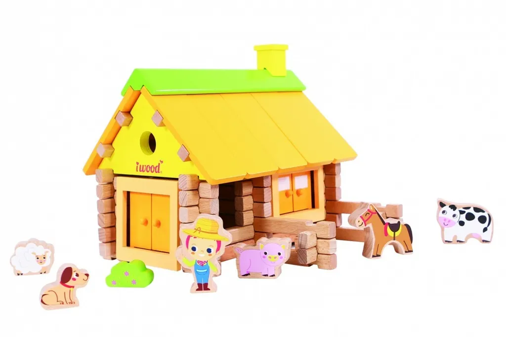 Blocs de construction en bois Ferme - Jeu éducatif de 50 pièces