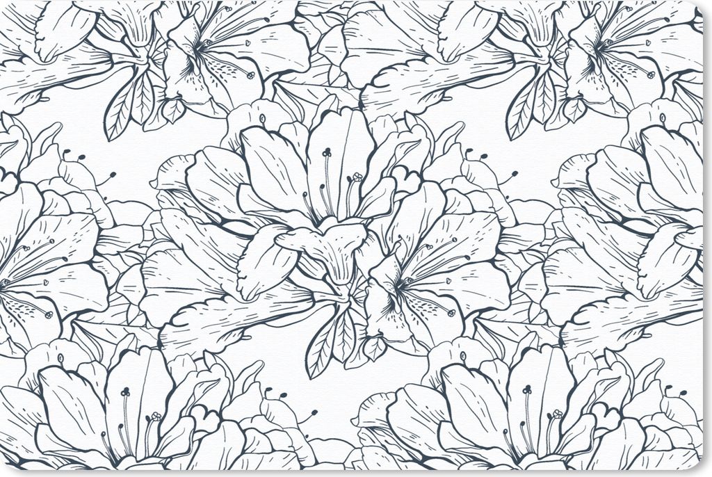 MuchoWow Mauspad Mousepad Blumen - Muster - Linie 27x18 cm - Mousepads - Maus Mat - Pad - Mausunterlage - Büroartikel - Desk Matten