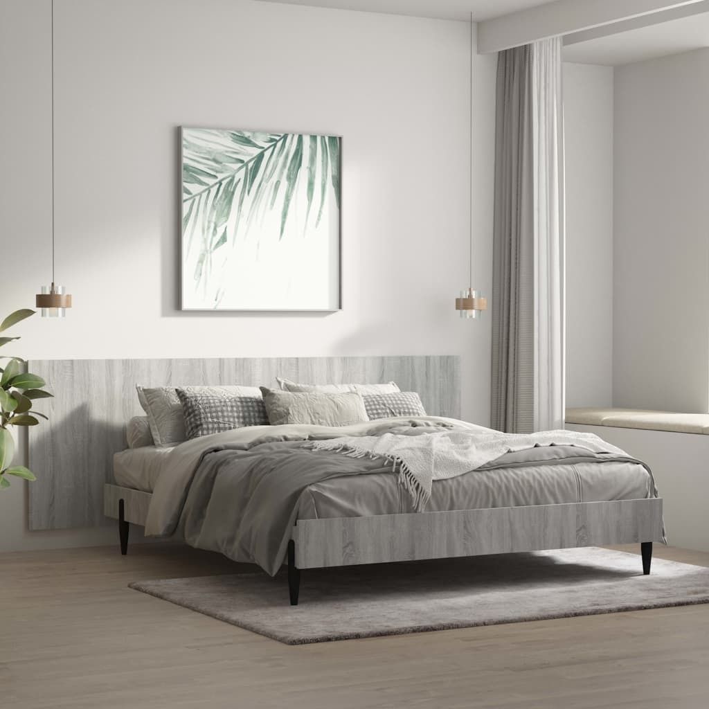 The Living Store Wand Kopfteil Grau Sonoma 240x1,5x80 cm Holzwerkstoff