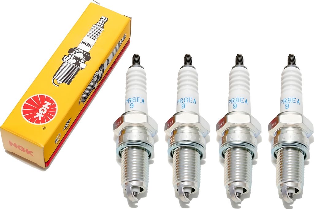 Zündkerzen Set NGK 4x DPR8EA-9 Zündkerze entstört, 19,0mm Langgewinde Ø 12,0mm Hex 18,0mm, Elektrodenabstand 0,90mm, Wärmewert 8, 3483 / 4929 ...