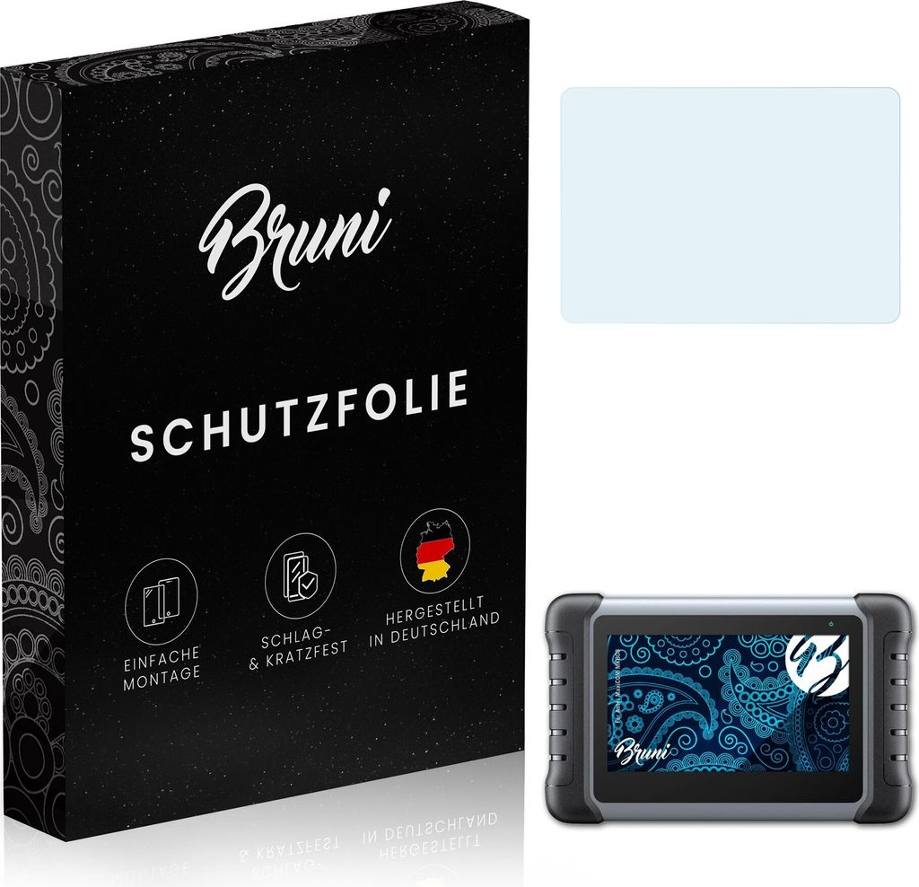 Bruni Basics-Clear 2x Schutzfolie kompatibel mit Autel MaxiCOM MK808 Folie