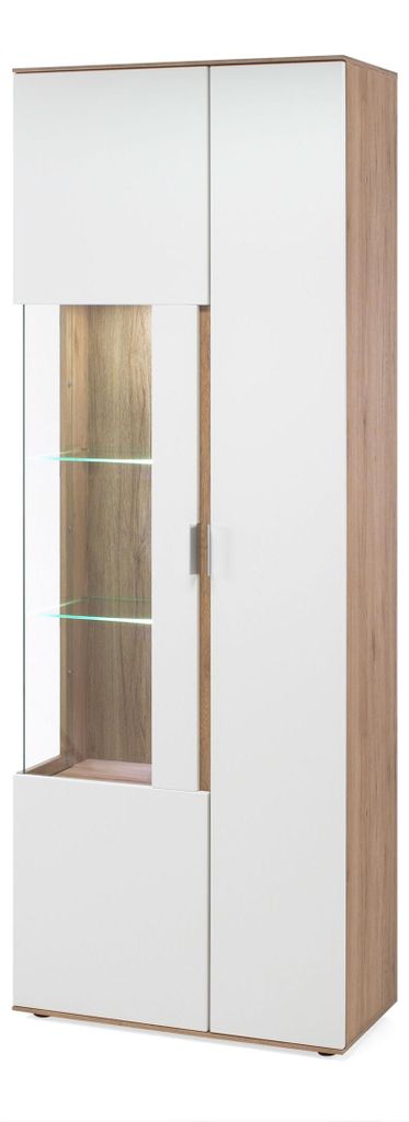 Vitrine Scala Glasvitrine 73x37x202cm 2-türig Eiche Sanremo / weiß