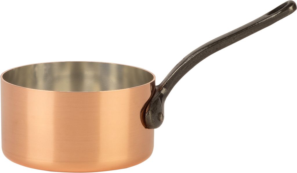 Cuisine Romefort | Kupferkasserolle Ø 12 cm | verzinnt mit Gusseisengriff | Kasserolle aus massivem Kupfer