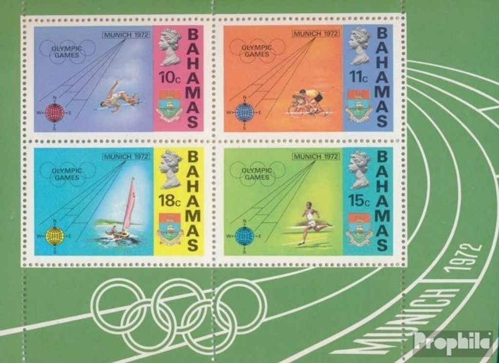 Briefmarken Bahamas 1972 Mi Block5 (kompl.Ausg.) postfrisch Olympische Sommerspiele