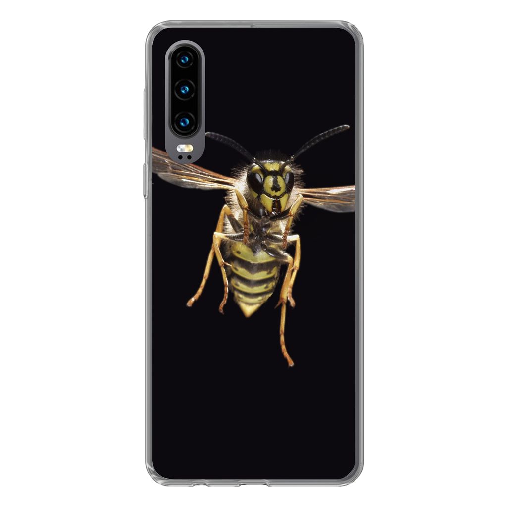 MuchoWow Handyhülle Schutzhülle Hülle für Huawei P30 Wespe - Insekten - Porträt Silikon Softcase Handy Hülle