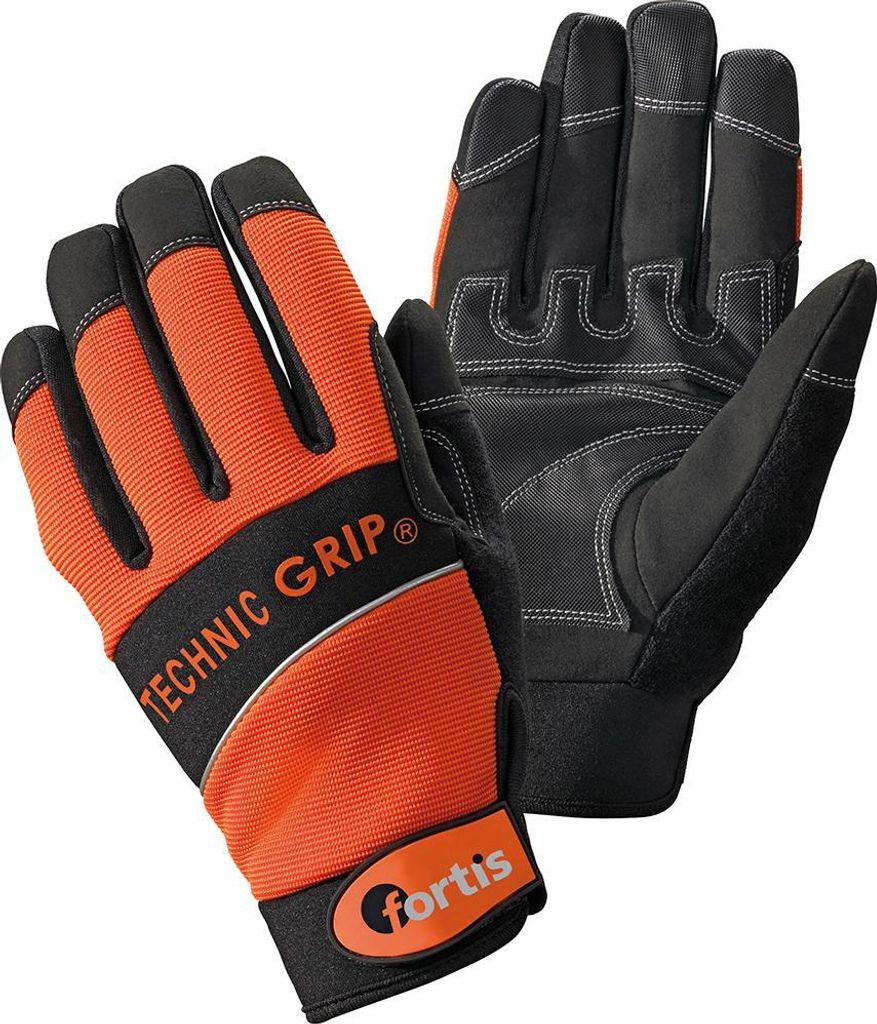 Handschuh TechnicGrip,Gr. 8,orange/schwarz,FORTIS ELC 4317784785372 12 Paar