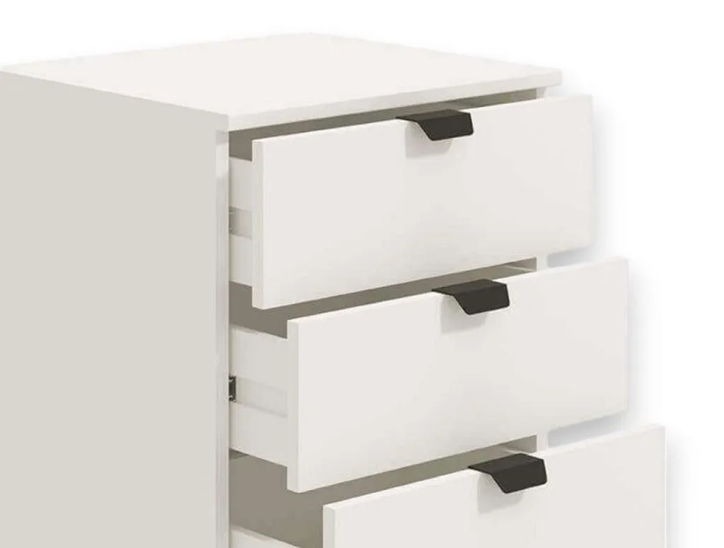 Commode moderne en aggloméré bilaminé blanc mat, 45x40x95 cm Duero