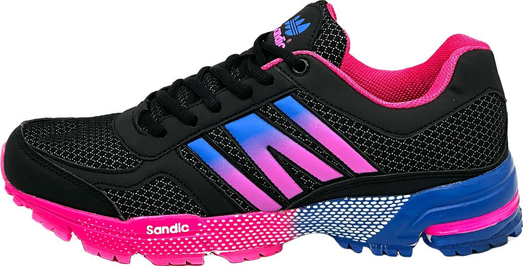 Nowaland Herren Damen Sportschuhe Turnschuhe Laufschuhe Sneaker Hallenschuhe, Schwarz/Fuchsia/Königsblau,36