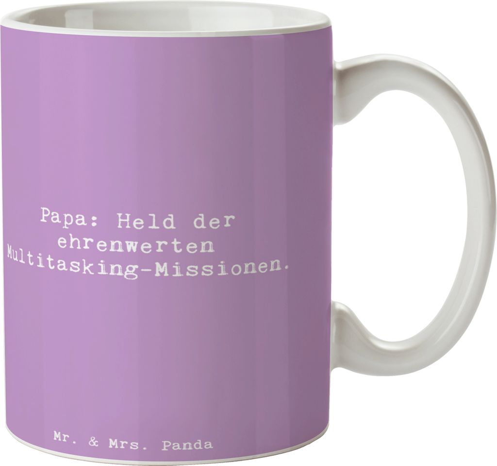 Mr. & Mrs. Panda Tasse Spruch Papa Held - Lavendeltraum - Produktbild 