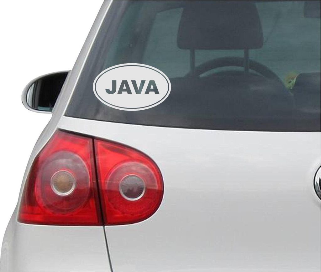 Aufkleber / Autoaufkleber - JDM - Die cut - JAVA EURO OVAL - Coffee Programming Coding - Folie Auto Decal Sticker - silber - 139mmx86mm