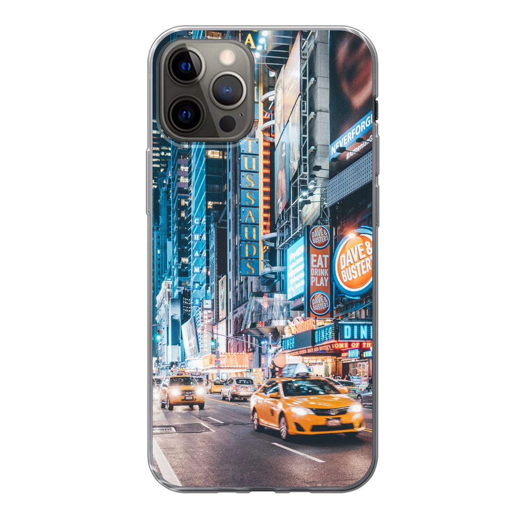 MuchoWow Handyhülle Schutzhülle Hülle für iPhone 13 Pro New York bei Nacht Silikon Softcase Handy Hülle - Handy-Tasche