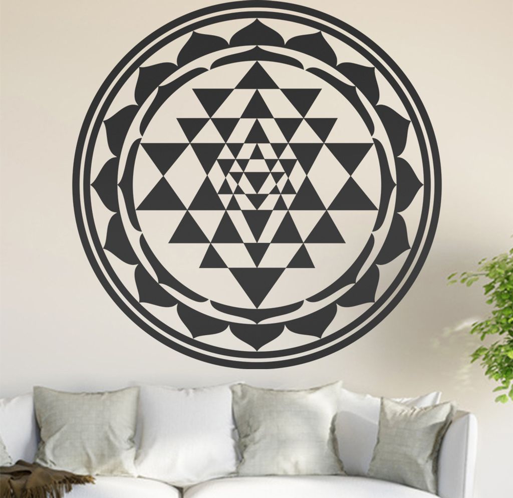 Sri Yantra Wandtattoo in 6 Größen - Wandaufkleber Wall Sticker - Dekoration, Küche, Wohnzimmer, Schlafzimmer, Badezimmer
