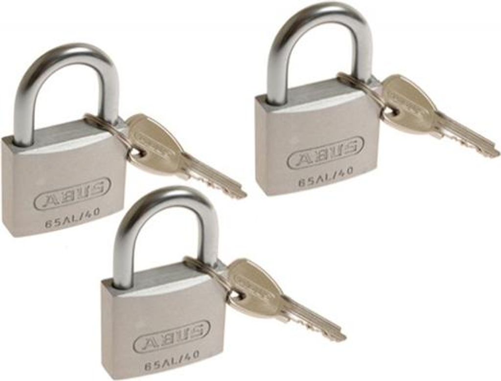 ABUS TITALIUM Vorhängeschlösser (3 Stk.) 40 mm Schlüssel, 4 Schlüssel (727TI/40)