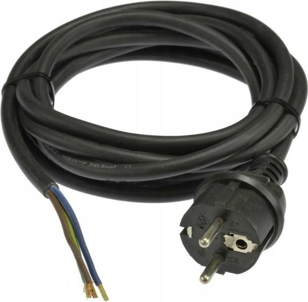 Cavo Elettrico in Gomma 5m 3G1,5 con Spina | Ricambio Elettrodomestici