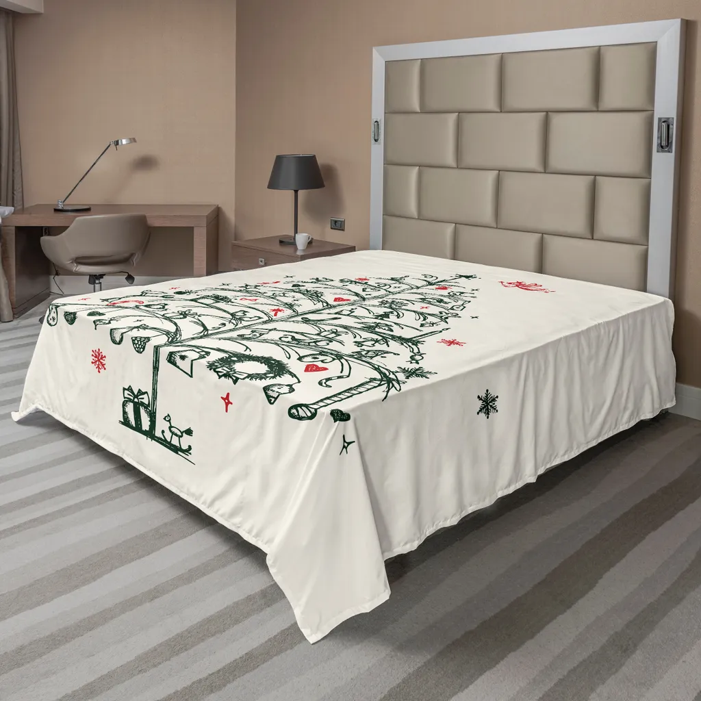 Drap supérieur de Noël en tissu doux pour grand lit décoratif 1 pièce