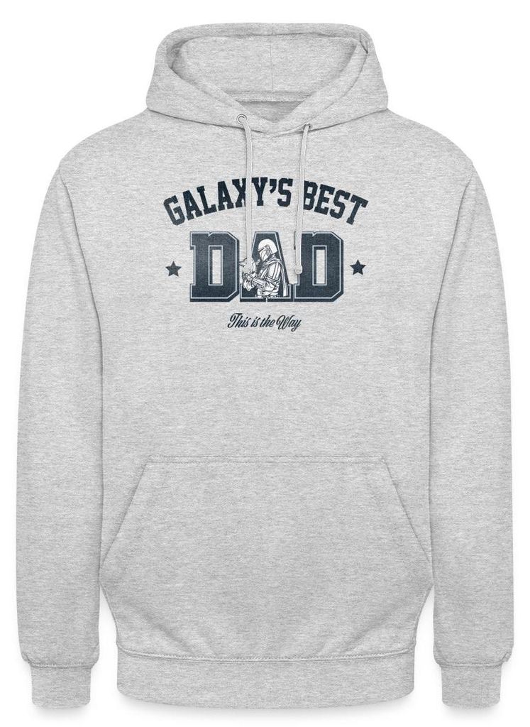 Star Wars: Mandalorian Galaxies Best Dad Motiv Uni Hoodie, 3XL, Hellgrau meliert
