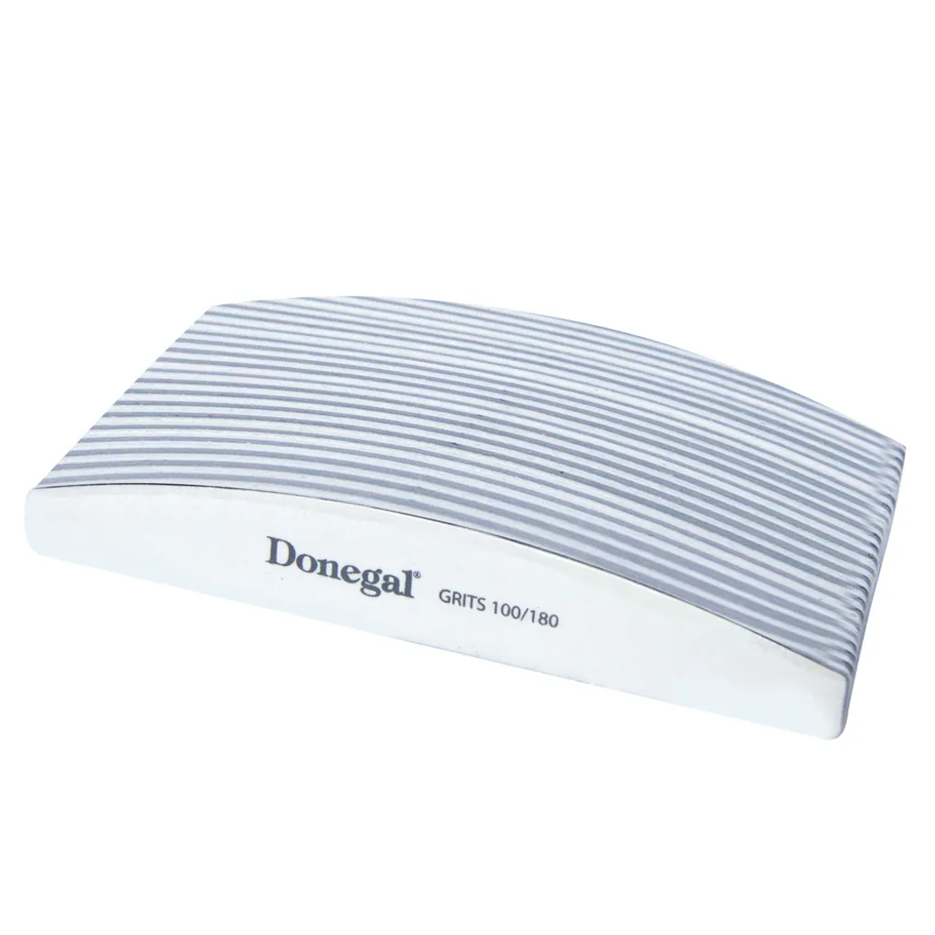 24 confezioni di lime per unghie Donegal Curved Zebra 100/180 Grit per punte di gel acrilico 178 x 29 mm