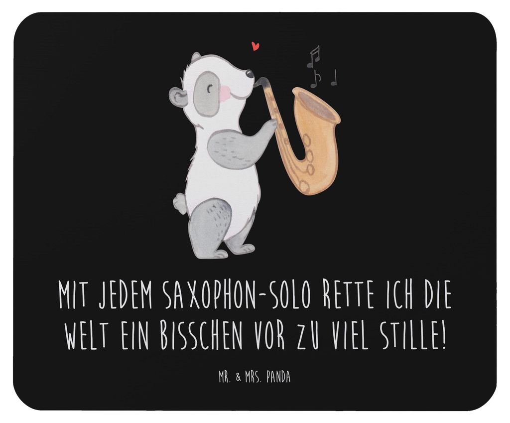 Mr. & Mrs. Panda Mouse Pad Saxophon Magie - Schwarz - Geschenk, Herausforderung, computermatte, Saxophonist, Instrument, Solo, Musik, Musiker, Mous...