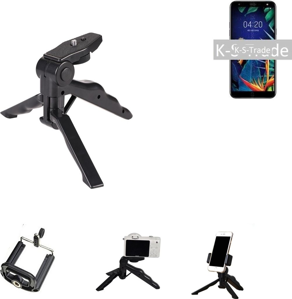 K-S-Trade Stativ Tisch-Ständer Dreibein Handy-Stativ Ständer kompatibel mit BQ Aquaris C Mini-Stativ Smartphone Tripod Handy-Stativ aus Plastik