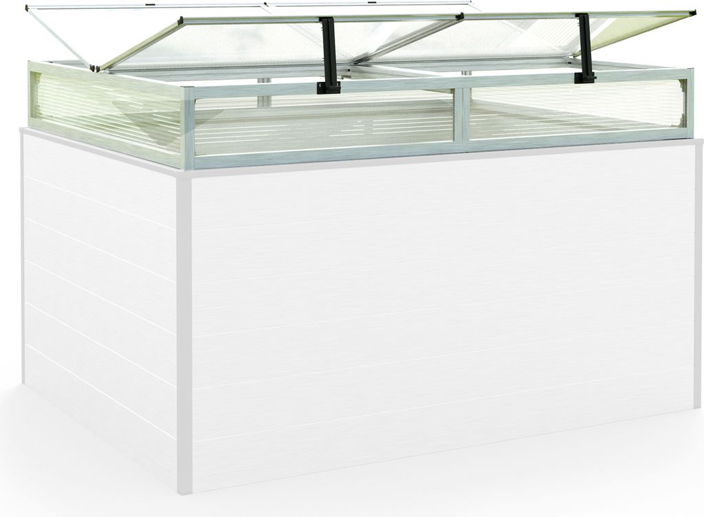 Frühbeetkasten 150x119 cm Frühbeetaufsatz Aufzucht Treibhaus, Aluminium mit Polycarbonat Doppelstegplatten, UV-beständig, inkl. Öffnungsklappen