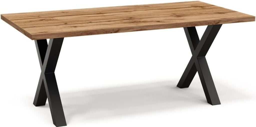 Gastro Esstisch 140x80 cm | Eiche Rom Natur | X-Gestell Stahl