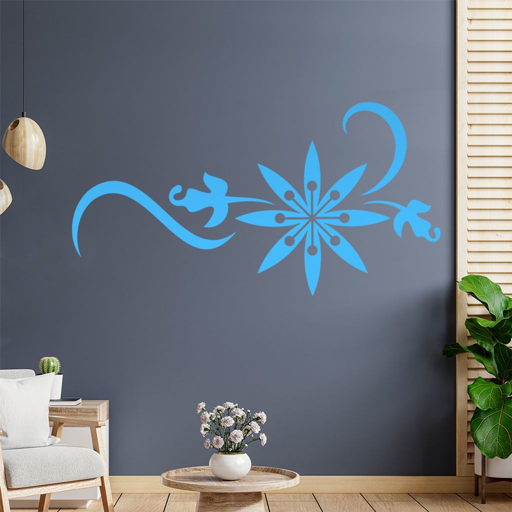 Blume - Linien Wandtattoo in 6 Größen - Wandaufkleber Wall Sticker - Dekoration, Küche, Wohnzimmer, Schlafzimmer, Badezimmer