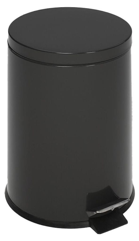 Robuster Tretabfallsammler mit Fußpedal & Inneneimer mit Griff | 12 Liter, HxBxT 40x25x25cm | Verzinkter Stahl | Anthrazit