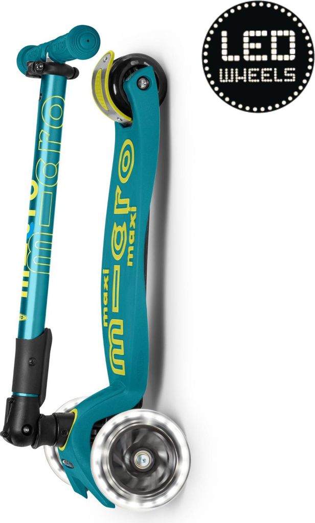 Micro Kinder Scooter Maxi Deluxe LED Faltbar , Petrol