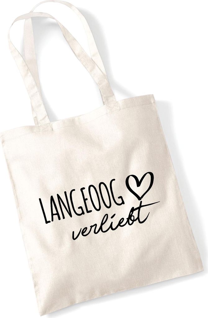 Huuraa Jutebeutel Langeoog verliebt 10 Liter Natural Baumwolle Tasche Geschenkidee