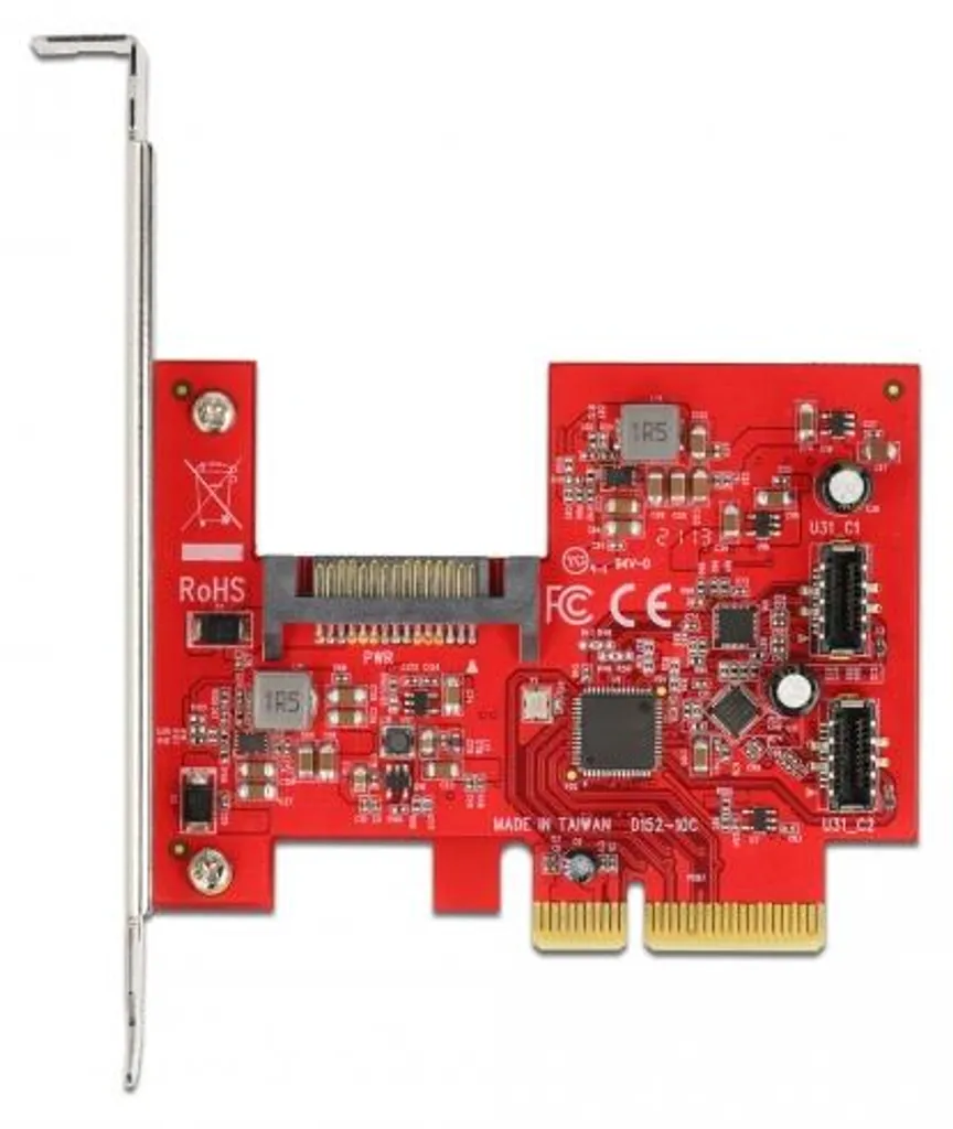 Carte Delock PCI Express x4 vers 2x USB 10Gbps Type-E Key Interne - 5