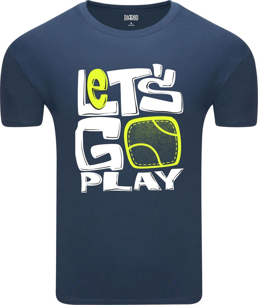 Diarbo Herren T-Shirt mit Sport Druck Lass uns Tennis spielen gehen Blau Gr.XL