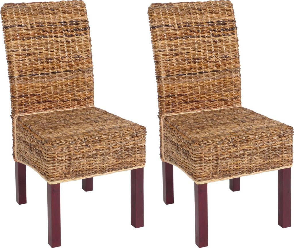 2er-Set Esszimmerstuhl Korbstuhl Stuhl Malibu Bananengeflecht | HxBxT 96x46x41cm | Sitzhöhe 46cm | hell | ohne Kissen