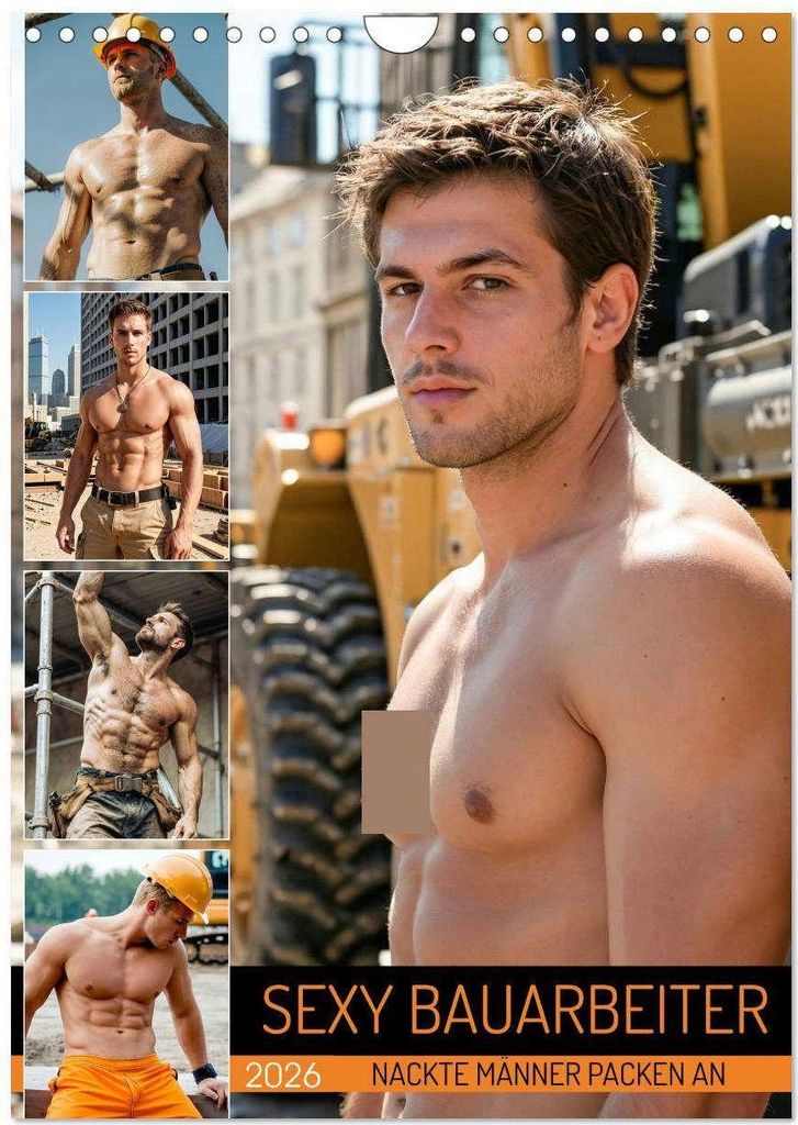 SEXY BAUARBEITER - Nackte Männer packen an (Wandkalender 2026 DIN A4 hoch), CALVENDO Monatskalender