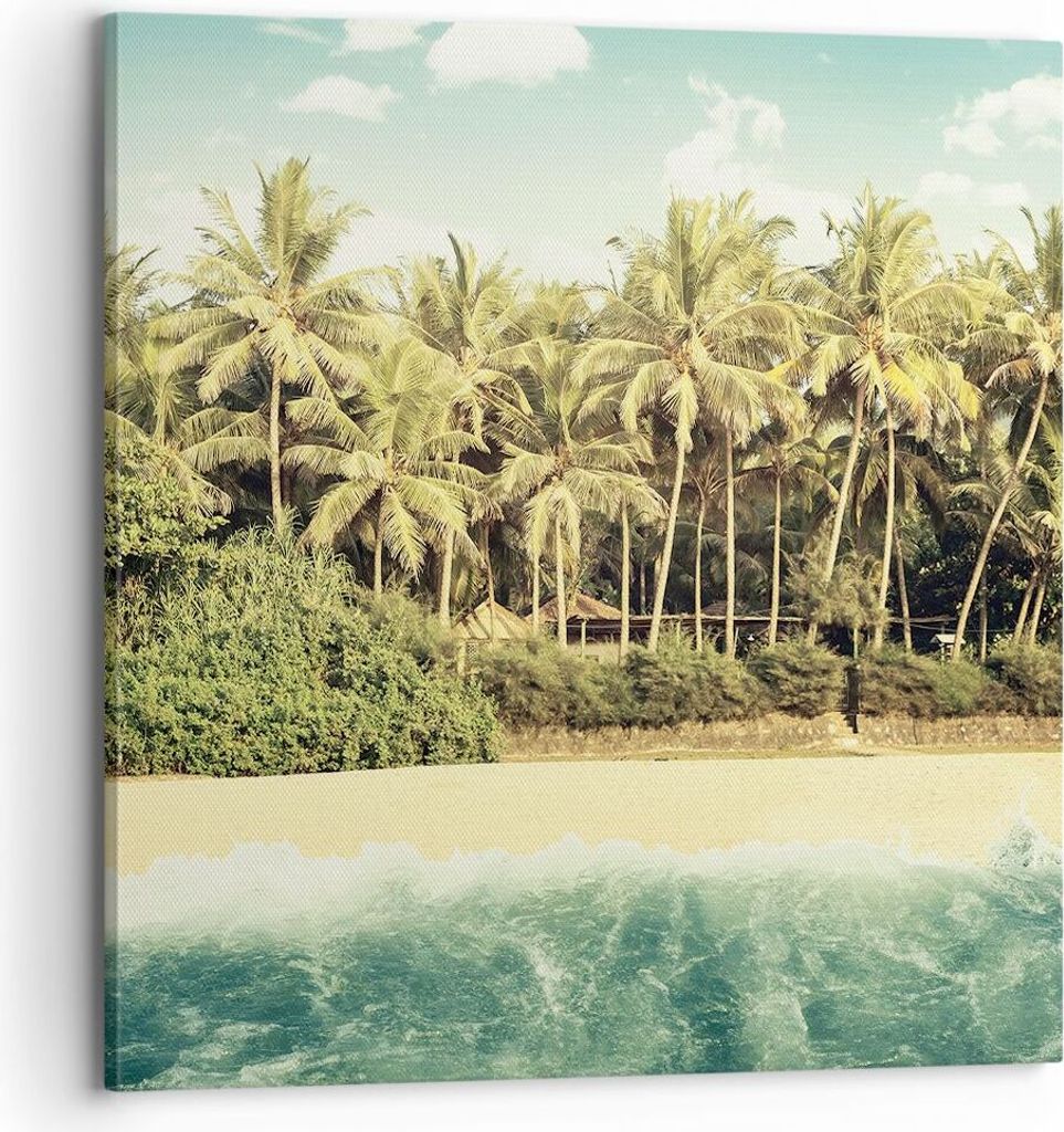 Bild auf Leinwand - Leinwandbild - Einteilig - Natur Strand Palmen - 70x70cm - Wand Bild - Wanddeko - Wandbilder - Leinwanddruck - Bilder - Wanddek...