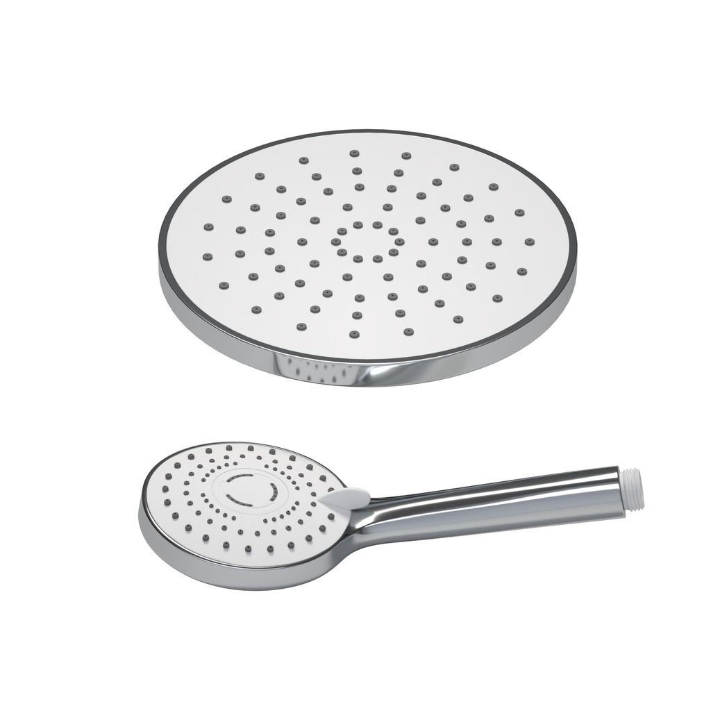 JOHO ABS Kopfbrause 8 Zoll Regendusche Duschkopf mit Handbrause, Runden Einbauduschkopf Mit Anti-Kalk Düsen D20cm Chrom