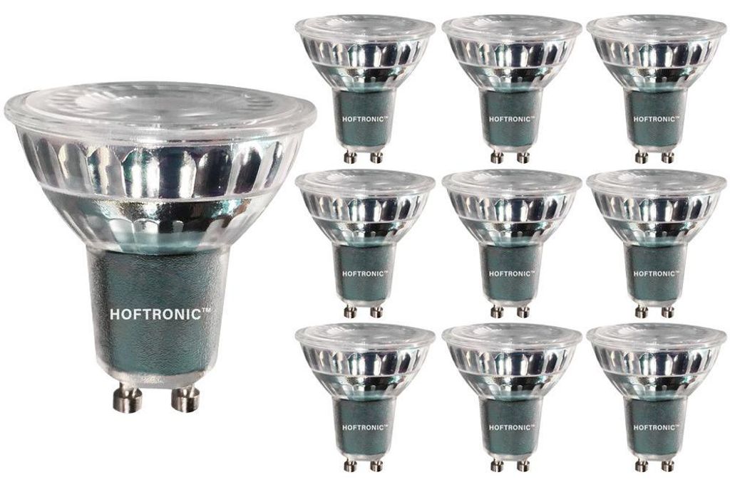 hoftronic LED Lampe GU10 4W 345lm 6000K dimmbar Glas 10er Produktbild 