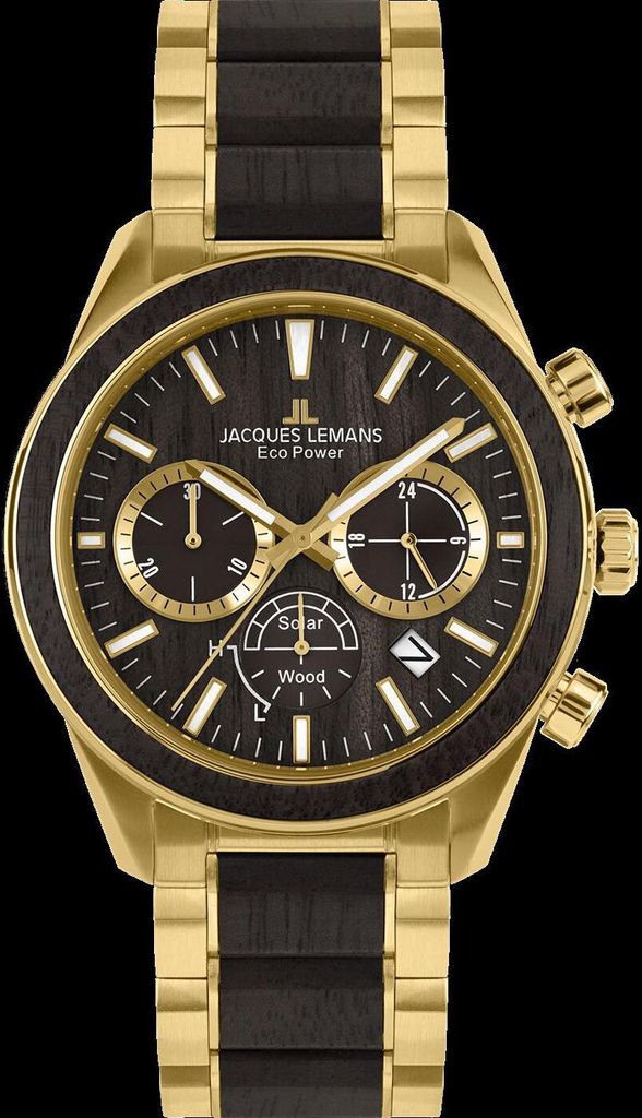 Jacques Lemans 1-2115L Eco Power Wood Herrenuhr 44mm 10ATM